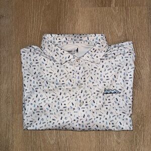 johnnie-O White and Blue Polo Shirt Lightweight Classic